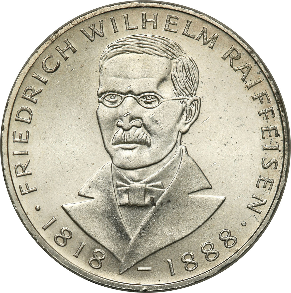 Niemcy, RFN. 5 marek 1968 F, Stuttgart, Friedrich Wilherm Raiffeisen